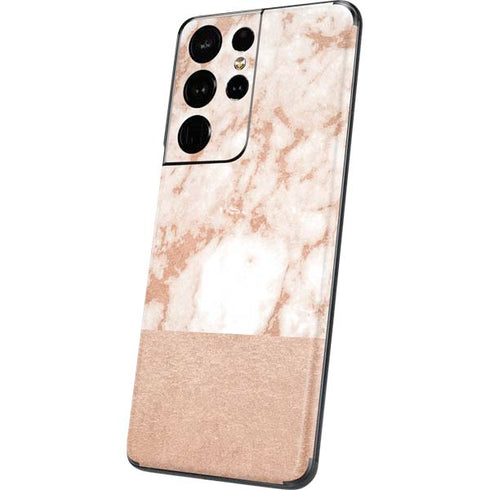 White Rose Gold Marble Galaxy S21 Ultra 5G Skin